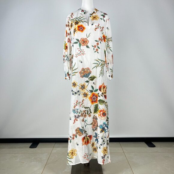 NWOT Johnny Was Ardella Silk Blend Maxi Dress/Cover up Floral Puff Sleeve Size S - Picture 2 of 14